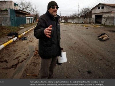 Ресейлік әскерилер Украинада қаза тапқандарды көшеге тастап кеткен