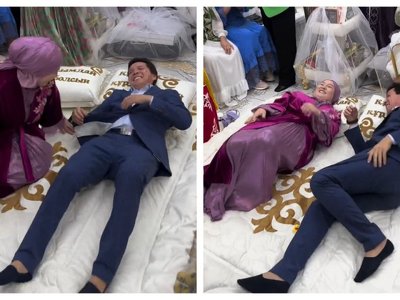 Абай Бегей құдалықта әйелімен бірге төсекте аунап, жұрттың сынына қалды (ВИДЕО)