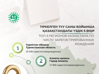 Шымкент дүниеге келген сәбилер саны бойынша Қазақстанда төртінші орында