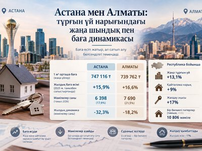 Астана мен Алматы: тұрғын үй нарығындағы жаңа шындық пен баға динамикасы